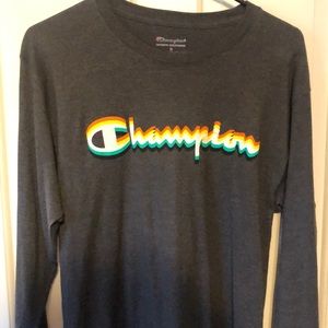 Champion Men’s long sleeve grey logo t-shirt